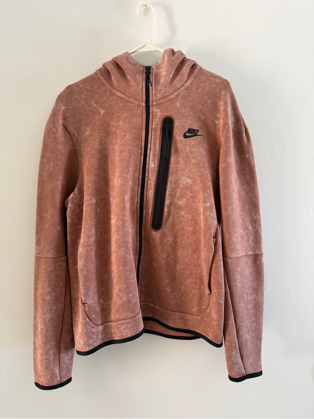 Nike Hooded Zip Jacket in Faded Terracotta with Black Trim